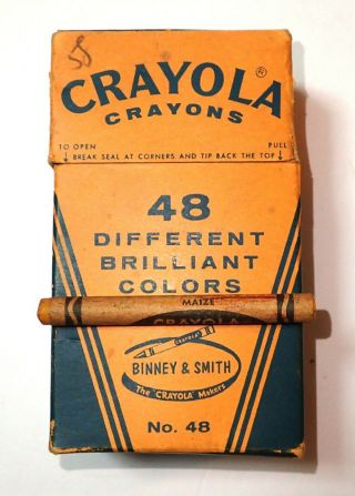 Vintage Crayola Crayons Binney And Smith Pack Of 48 1960s W/ Crayons (see Descr)