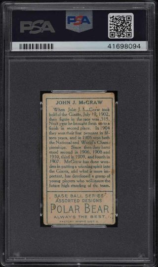 1911 T205 Gold Border John McGraw POLAR BEAR PSA 1.  5 PR 2