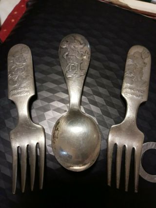 Vintage Antique Disney Mickey Mouse Spoon & Fork 1930 