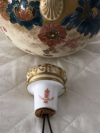 Antique Royal Crown Derby Porcelain 2 Handled Vase Lid Orientalist Flowers Gold 5