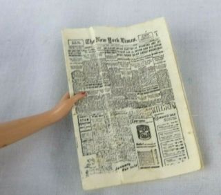 Vtg Barbie Sized York Times Newspaper 8 Pages 1.  75 " X 2.  5 " Cute