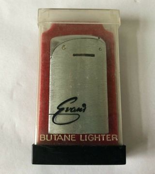 Vintage Evans Butane Lighter With Box And Papers - Silver Tone
