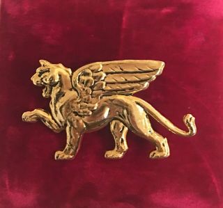 Vintage Gold Tone Winged Lion Griffin Pin Brooch,  Figural,  Flying,  Wings 3