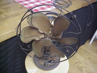 Antique Emerson Oscillating Fan With Six Brass Blades.  All Oriiginal