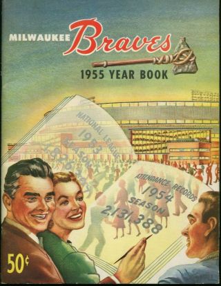 Vintage 1955 Milwaukee Braves 48 - Page Yearbook Hank Aaron 2nd Year