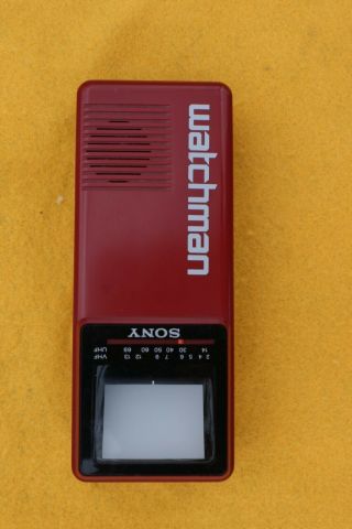Vintage Red Sony Watchman Mini Tv Model Fd - 10a