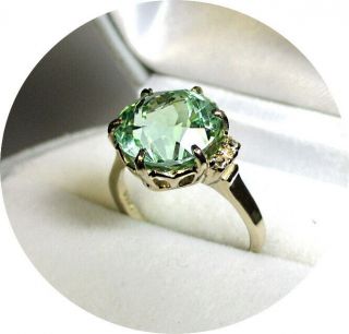 Montana Green Sapphire Ring - 6.  80ct - Vintage 14k Yellow Gold Mtg.  -