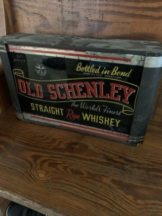 Antique Schenley Straight Rye Whiskey Lighted Sign Reverse Painted Glass 1936 Mu