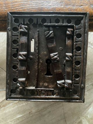 Large 16th Century Wrought Iron Lock Plate Coffer