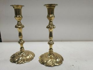 Pair Vintage Baldwin Brass Candlestick Holders Forged America 8 5/8 " Swirrel
