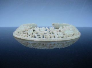 UNUSUAL ANTIQUE CHINESE RETICULATED PALE CELADON JADE PLAQUE,  MING DYNASTY 2