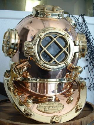 Vintage Solid Copper Brass London Scuba Divers Diving Helmet Marine Royal Navy