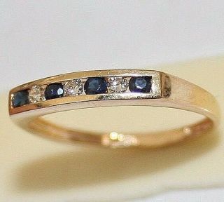 Antique French Art Deco 18k Gold Diamond Sapphire Fine Half Eternity Ring 1930