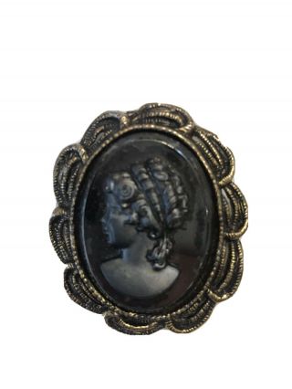 (2) Vintage Victorian Style Cameo Pins / Brooches