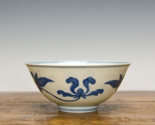 Finely Painted Chinese Ming Chenghua Style Blue And White Floral Porcelain Bowl