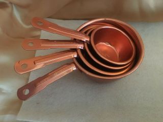 Vintage Set Of 4 Color Craft Copper Colored Aluminum Measuring Cups