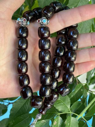 Handmade German Faturan Rosary Islamic Prayer 33 Beads Misbaha Tasbih 99grm Red