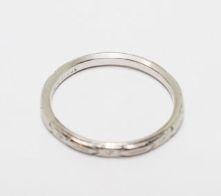 Antique Art Deco Platinum Wedding Band Ring Small Size 4.  5 4