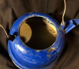 Vintage Enamelware Tea Pot/Kettle - Metal Handle - Wood Stove 3