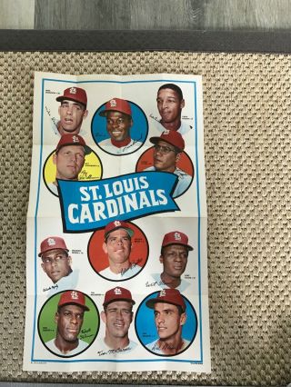 Owner 1969 Topps Team Poster St.  Louis Cardinals Gibson Brock Flood