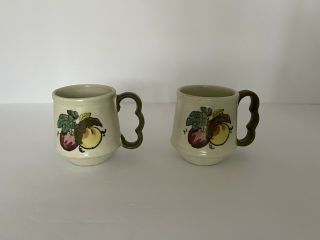 2 Vintage Metlox Poppy Trail Provential Fruit 3 1/2 “ Mugs