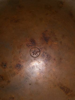Antique Signed ROYCROFT Hammered Copper BOWL Arts & Crafts Rolled Edge 5
