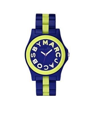 Marc Jacobs Blue,  Green Acrylic,  Silicone Rivera Crystals Dial Watch - Mbm4555