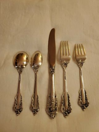 TWO 5 Piece Place Settings WALLACE Grande Baroque Sterling Flatware Set 10 Piece 5