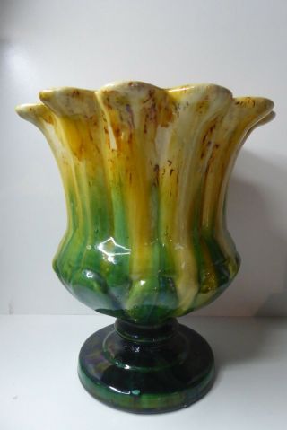 Antique Australian Pottery Bendigo Majolica Comport Pedestal Jardineer Vase Bowl
