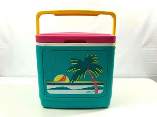 Vintage Igloo 24 Multicolor Cooler Ice Chest Palm Tree Color Block 90s