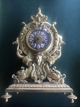 Antique French Gilt Gothic Baroque Clock Japy Freres Movement
