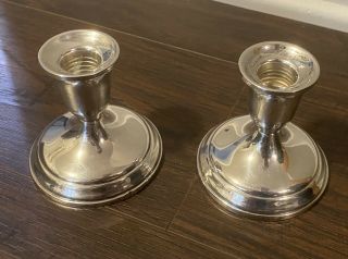 2 Vintage Towle Sterling Silver Weighted Candle Stick Holder Set 3.  25 " Tall