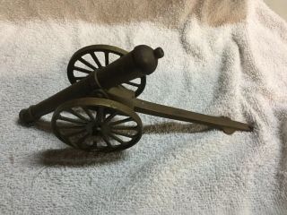 Antique Vintage Brass/cast Iron Mini Cannon With Iron Base