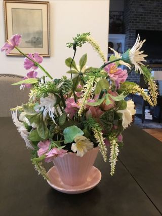 Vintage Artificial Plastic Floral Pink Terrace USA Flower Pot Arrangement C90 2