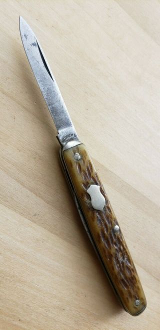 Vintage Pal Cutlery Co Jigged Bone Equal End Pen Pocket Knife Usa/ Repair