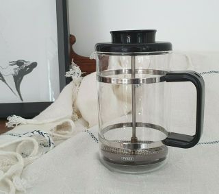 Vintage 1990s Black Pyrex French Press Coffee Pot Bodum Style