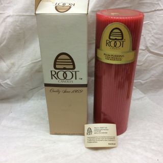 Vintage Root Pillar Candles 9 " Tall By A.  I.  Root Co.  Plum Pudding Red