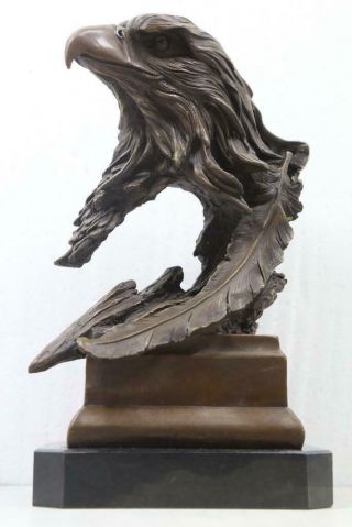 Bronze Sculpture Of An Eagle - Solid Marble Base - Signed