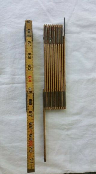 Vintage Fold Out Carpenter Rulers Craftsman 3931 (1) And Lufkin (1) X46f Red End