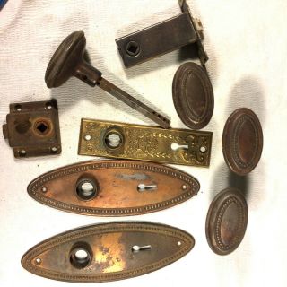 Vintage Groups Of Door Hardware Knobs Locks Plates And Vintage Hinge Wood Screws