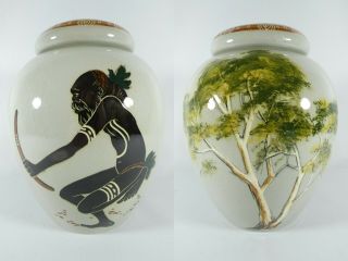 Antique Vintage Martin Boyd Australian Pottery Ginger Jar Lidded Urn Vase Bottle