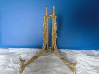 Small Vintage Brass Picture/plate/book Holder Folding Display Stand Ships