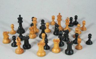 Fine Antique / Vintage Staunton Pattern Weighted Chess Set & Box K=65mm B