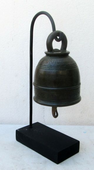 Superp 19th.  C Mandalay Bronze Buddhist Temple Bell Tone & Stand