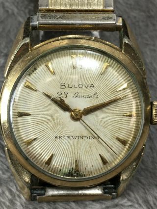 10k Gold Plated Bulova Wrist Watch 23 Jewels Self Wind