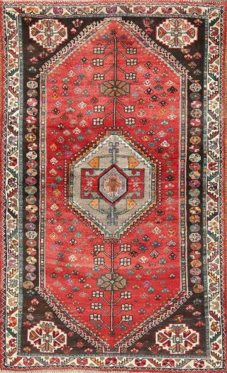 One - Of - A - Kind Tribal Geometric Abadeh Oriental Hand - Knotted 4x6 Wool Rug