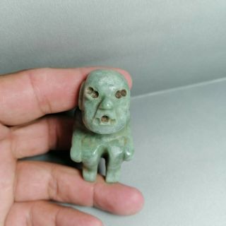Pre - Columbian Olmec Jade Seated Figure From Mexico.  Ca.  400 Bc.  2.  16 Inches