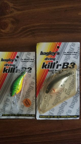 Vintage Bagley Diving Killer B2 And B3 Crankbait Fishing Lure Bagley 
