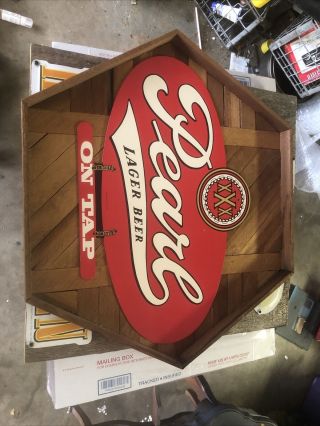 Vintage Pearl Lager Beer On Tap Sign Cardboard