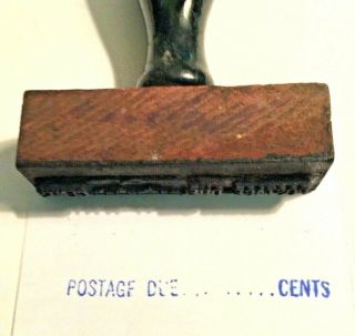 Postal Rubber Hand Stamp " Postage Due. .  Cents " From Wi,  Vintage